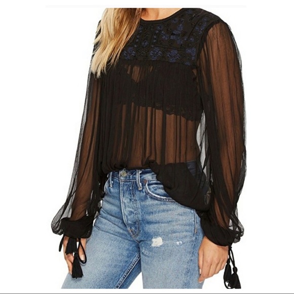 Free People Tops - NWT | Free People Retro Femme Sheer Blouse